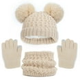 thumbnail image 1 of 2025 Winter Hat Gloves Hat and Gloves Scarf Set Girls Toddler Big Girl Knits Children Hats with Pom Little Boys Flat Bill Hats Knit Neck Warmer, 1 of 3