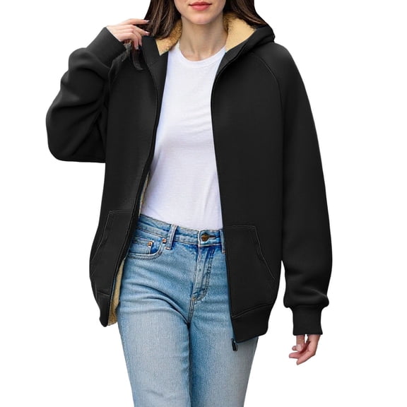 2025 Winter Hoodie Black Hoodie Long Sleeves Zipper Fall Cardigans for Women 2025 Solid Color Comfy Cardigan Gift Idea Hoodie(XL)
