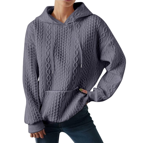 2025 Winter Hoodie Dark Gray Hoodie Long Sleeves V-Neck Womens Sweater Solid Color Lightweight Sweater Gym Hoodie(XL)