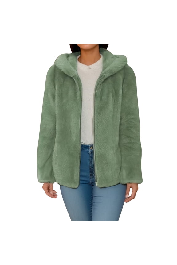 2025 Winter Hoodie Green Hoodie Long Sleeves Zipper Long Sweater Cardigan Women Solid Color Fashion Clothes Loungewear Hoodie(M)