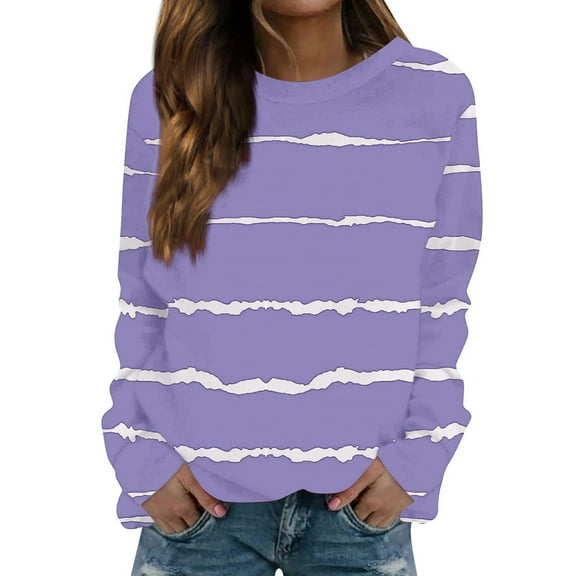 2026 Winter Hoodie Purple Hoodie Long Sleeves V-Neck Sweaters Stripes Cute Hoodie Loungewear Hoodie(M)