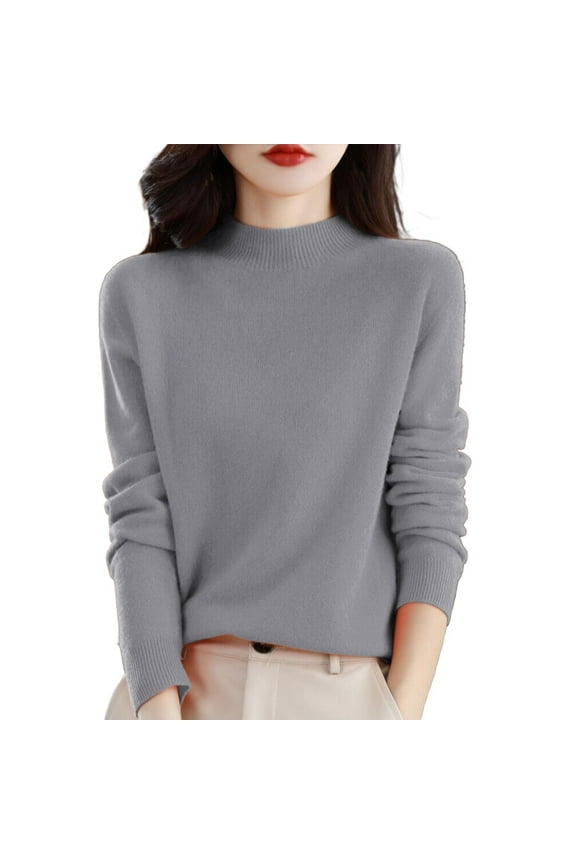 2025 Winter Sweater Grey Sweater Long Sleeves Turtleneck Fall Sweater Solid Color Lightweight Hoodie Unisex Hoodie(M)