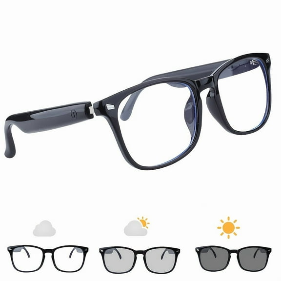 2025 Wireless 6.0 Smart Glasses, Auto-Dimming & Color Change in 3s, Touch Control, HD Audio, Built-in Mic, Rechargeable