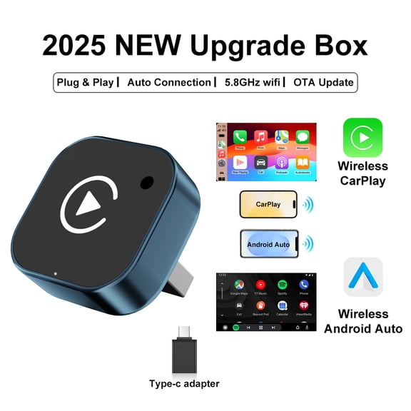 2025  Wireless CarPlay Adapter&Android Auto Wireless Adapter Plug and Play for VW Toyota Nissan Ford Benz for  & Android
