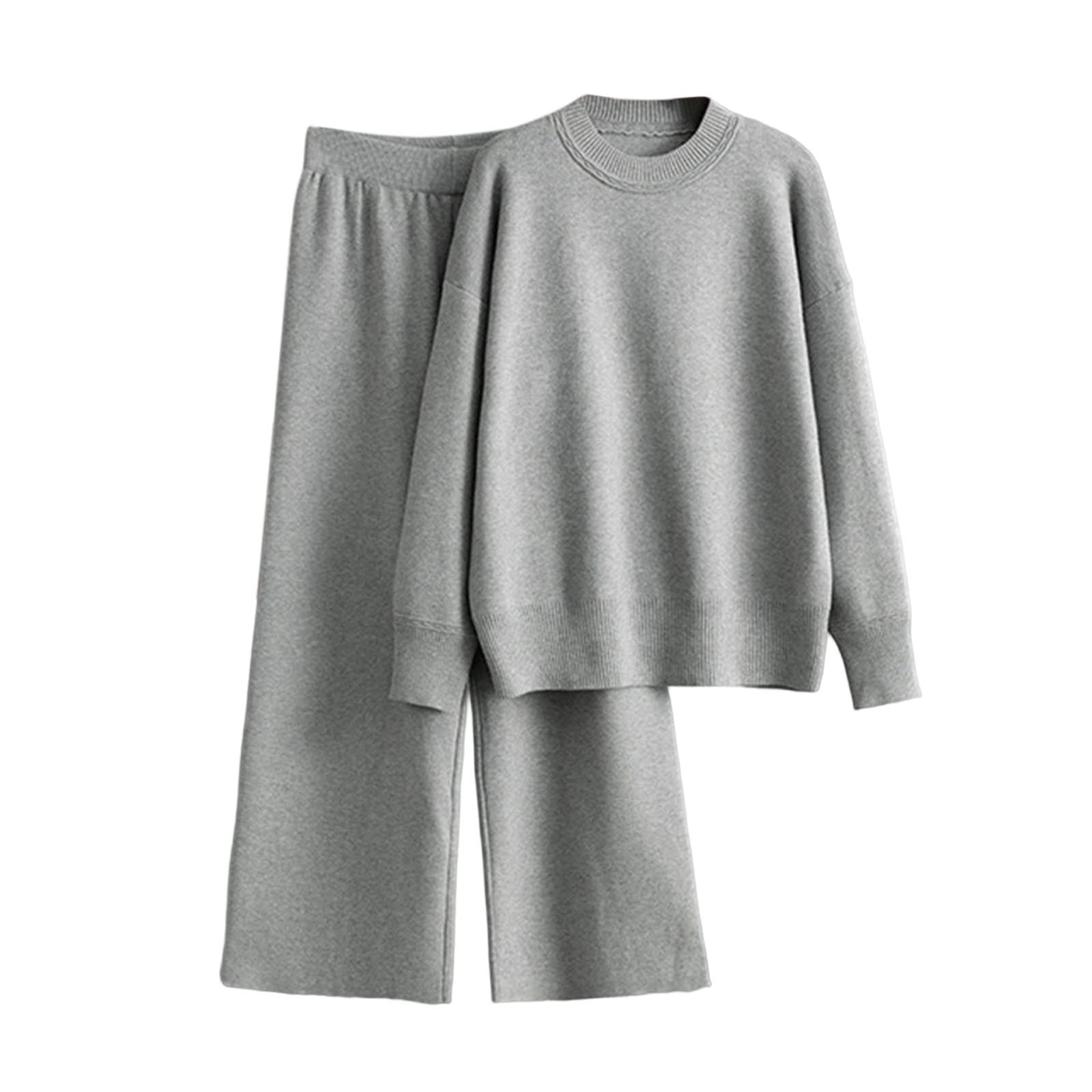 Arshiner Girl's 2-Piece Knit Set - Long Sleeve Pullover & Wide Leg Pants, Fall Casual Outfit
