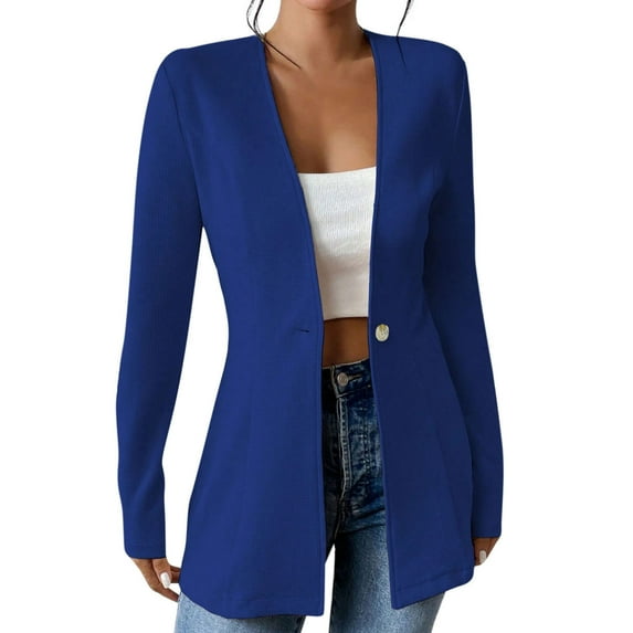 2025 Women Blazer Business Casual Long Sleeve Button Front Blazers Slim Work Office Suit Jackets with Pockets