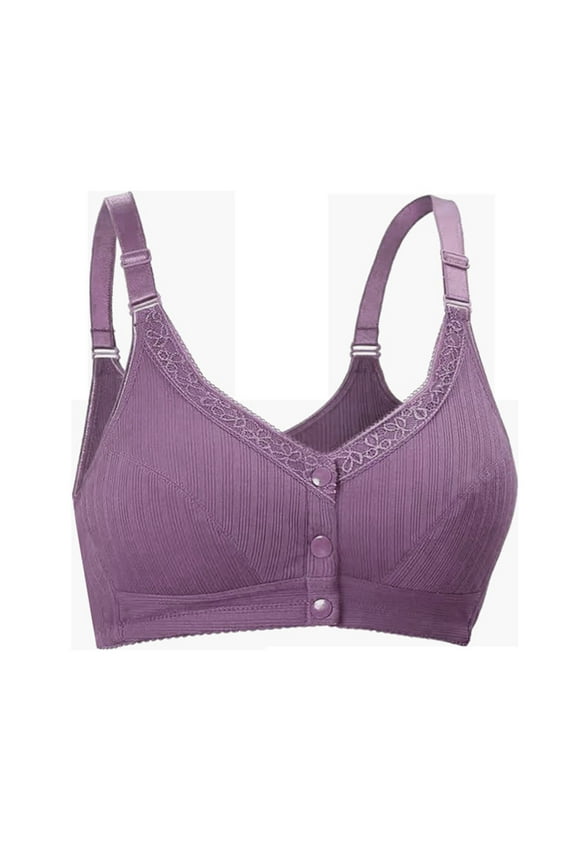 2025 Women Daily Bra Front Closure Wireless Button Bras Push Up Full Coverage Bralettes Comfort Soft Fitted Bralette Ladies Bras Tops