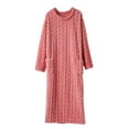 thumbnail image 1 of 2025 Women Flannel Nightgown Fuzzy Fleece Sleepdress Loose O-Neck Plush Warm Winter Pullover Nightdress with Pockets, 1 of 3