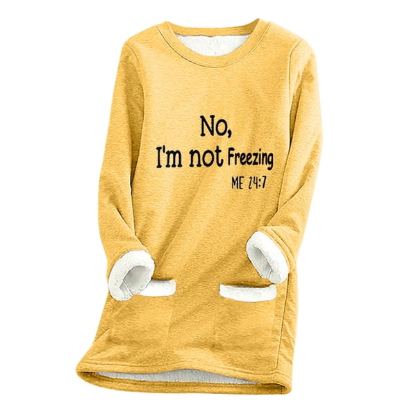 2025 Women Long Sleeve Thermal Pullover Winter Warm Shirts Fleece Lined Pajamas Tops Soft Fuzzy Loungewear