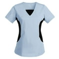 thumbnail image 1 of 2025 Women Scrub Tops V Neck Working Scrubs Shirts Short Sleeve Workwear Color Block Scrub-Tops Uniform Clothes, 1 of 2