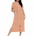 thumbnail image 1 of 2025 Women Zip Up Nightgown Short Sleeve Sleepwear Dress with Pockets Soft Cotton Lounge Dress Loungewear Pajamas, 1 of 7