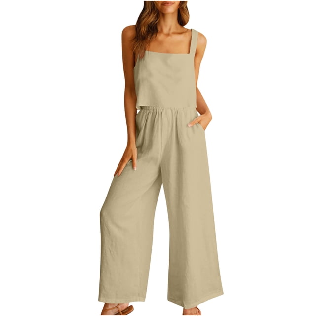 Karina Linen Two Piece set-Khaki