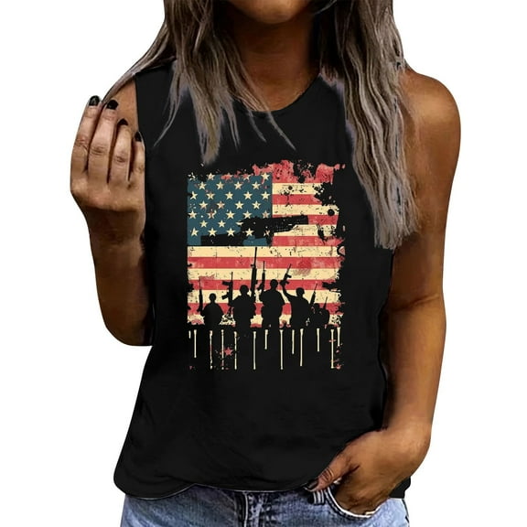 2025 Women's American Flag Tank Top - Vintage Patriotic July 4th Sleeveless Shirt | USA Basketball Fan Team Apparel