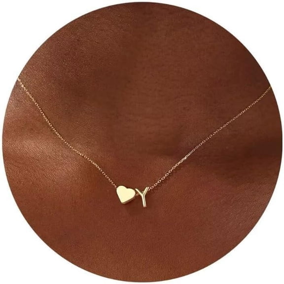 2025 Women's Gold Heart-Shaped Alphabet Necklace - 18K Gold-Plated Alphabet A-Z Pendant Necklace Delicate Heart-Shaped Necklace Small Alphabet Necklace Women's Birthday Gift Jewelry