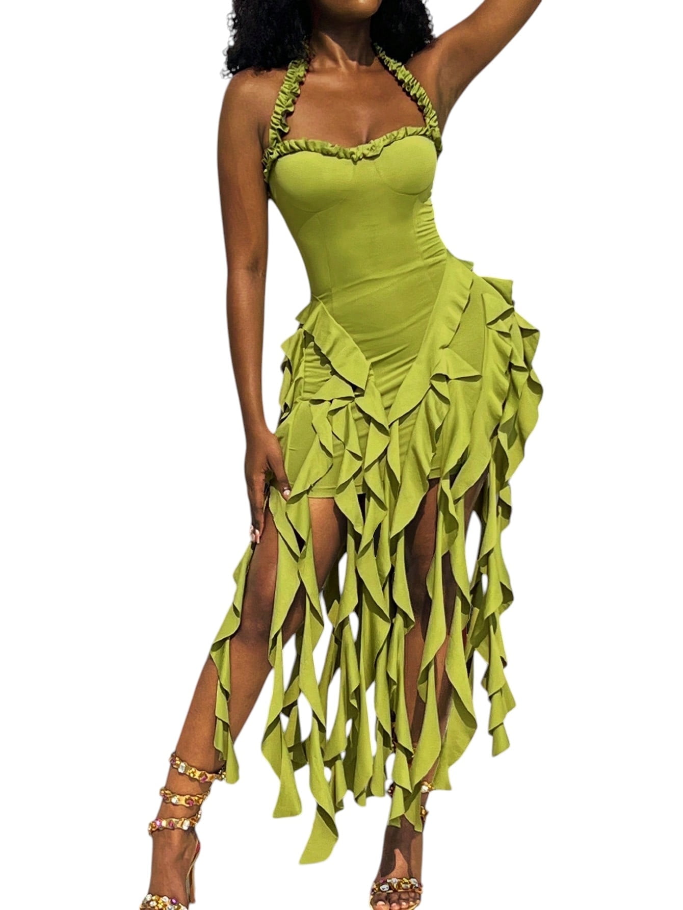 Halter Dress Women - Split Ruffle Summer Bodycon main image 1