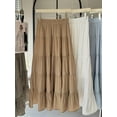 thumbnail image 1 of 2025 Women's High-Waisted A-Line Ballet Skirt - Elegant White Midi Tulle Skirt for Spring & Summer, 1 of 9