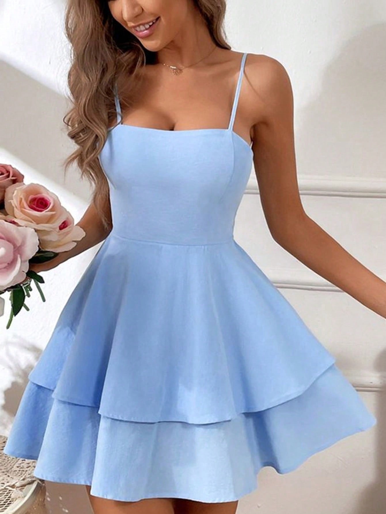 pictures of cocktail dresses Glamorous Lace and Sequin Party Dress with Ruffle Trim – Toadds Size:US 24 Plus / UK 28 / EU 54 Straps & Sleeves_Strapless Elegant Blue Princess Ball