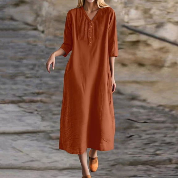 2025 Women's New Casual Loose And Long Dress For Women T Shirts for Dress Tunic Dresses Womens Dresses below The Knee Waster Dress Dress for Women Casual Belted Dresses for Women Dress Casual Summer