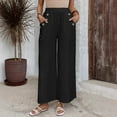 thumbnail image 1 of 2025 Women's New Casual Pants Elasticated High Waist Loose Pants Women's Solid Color Wide Leg Pants Tan Dress Pants for Women Womens Elastic Belted High Waist Casual Loose Long Pants with Pocket, 1 of 4