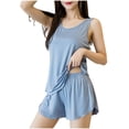 thumbnail image 1 of 2025 Women's No Built-In Bra Pajama Set - Ultra Thin Sleeveless Tank & Shorts | Super Soft Summer Sleepwear 2-Piece Loungewear, 1 of 5