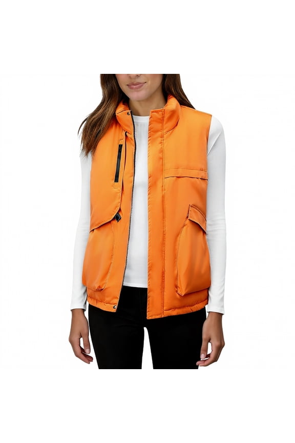 2025 Women's Outwear Quilted Vest Stand Collar Lightweight Padded Gilet for Women