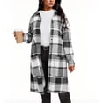 thumbnail image 1 of 2025 Women's Plus Size Long Flannel Plaid Shacket Jacket Oversized Button Down Coats Shirts with Pockets, 1 of 4