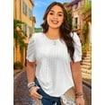 thumbnail image 1 of SOMER Plus Size Women Blouses Trendy Eyelet Cute Casual Short Sleeve Tops 2025 White, 1 of 8