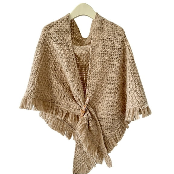 Winter Shawl Wraps Women Knitted Shawls and Wraps Cardigan Cape Wool Shoulder Top Sweater Shawl Scarf Khaki Free