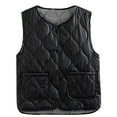 thumbnail image 1 of 2025 Women's Quilted Vest Button Down Collarless Winter Coats Casual Warm Padded Gilet Puffer Coat with Pocket, 1 of 3
