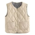thumbnail image 1 of 2025 Women's Quilted Vest Button Down Collarless Winter Coats Casual Warm Padded Gilet Puffer Coat with Pocket, 1 of 3