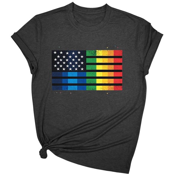 2025 Women's Rainbow Heart Pride Shirt - LGBTQ  Equality Graphic Tee | Short Sleeve Casual Crew Neck Summer LGBT Awareness Top