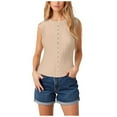 thumbnail image 1 of 2025 Women's Ribbed Tank Tops Summer Button Down Sleeveless Tank Shirts Cropped Cute Y2k Vest Tops Fashion Outfits, 1 of 6