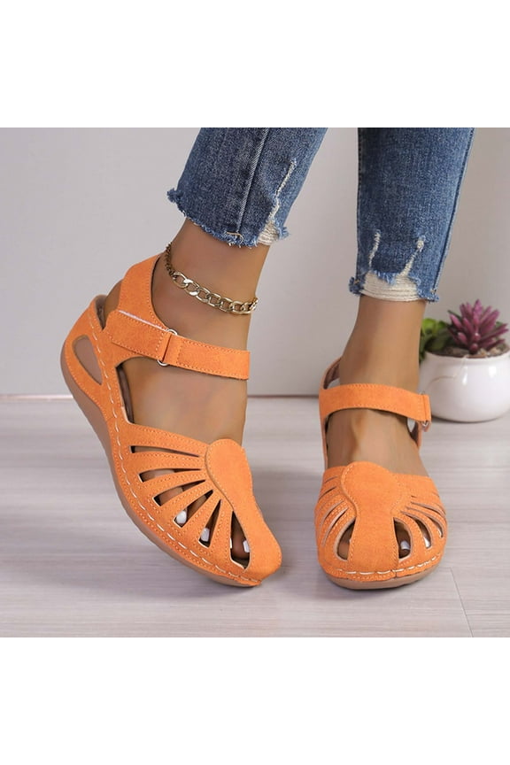 2025 Women's Sandals Under $15, Xunlbb Summer New Large Size Daily Hollow Bun Midheel Paste Women's Wedge Sandals