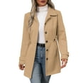 thumbnail image 1 of 2025 Women's Single Breasted Pea Coat Winter Notched Lapel Mid Long Wool Blend Trench Coats Fall Winter Outerwear, 1 of 9