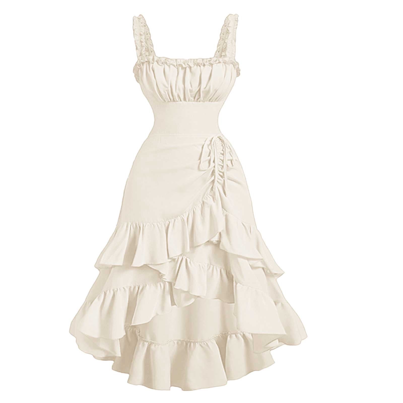 2025 Women's Sleeveless Midi Dress Square Neck Ruffle Tiered Flowy A Line Casual Dresses Solid Color Fall Clothes