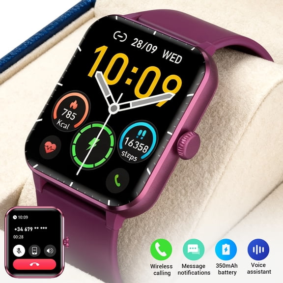 2025 Women's Smartwatch | 1.85" HD Display | Call Answer/Make & AI Voice | 110+ Sports Modes | Fitness Tracker | Purple | iOS & Android