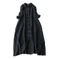 thumbnail image 1 of 2025 Women's Solid Color A-Line Midi Dress - Long Sleeve Round Neck Relaxed Fit Dress, 1 of 4
