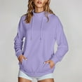 thumbnail image 1 of 2025 Women's Solid Color High Collar Hoodie with Side Pockets Non Velvet Womens Athletic Hoodies Pullover Tunic Hoodie Women Women S Sweatshirt Sweatshirt Women Hoodies Women Pullover Hoodie, 1 of 8
