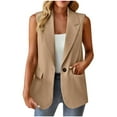 thumbnail image 1 of 2025 Women's Summer Sleeveless Vest Tops Sleeveless Casual Open Front Single Button Blazer Waistcoat with Pockets, 1 of 7