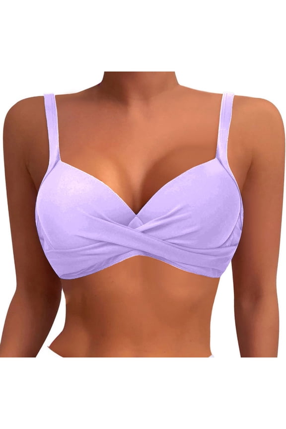 2025 Women's Underwire Bikini Top - Push Up Swim Top Bra with Padded Cups and Adjustable Straps