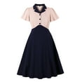 thumbnail image 1 of 2025 Women's Vintage Contrast Collar Dresses Elegant Formal Swing Dress Short Sleeve Party Cocktail Dresses, 1 of 7