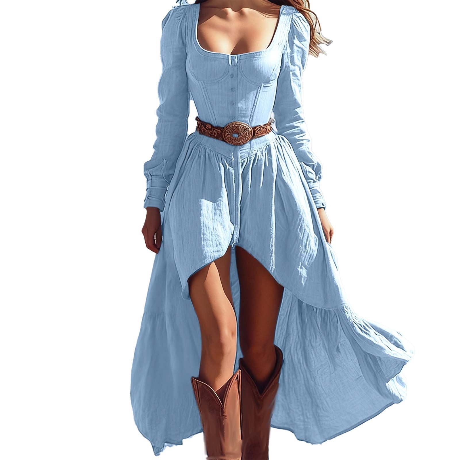 2025 Women's Western Cowgirl Suede Dress Vintage Long Sleeve Slim Fit — free download