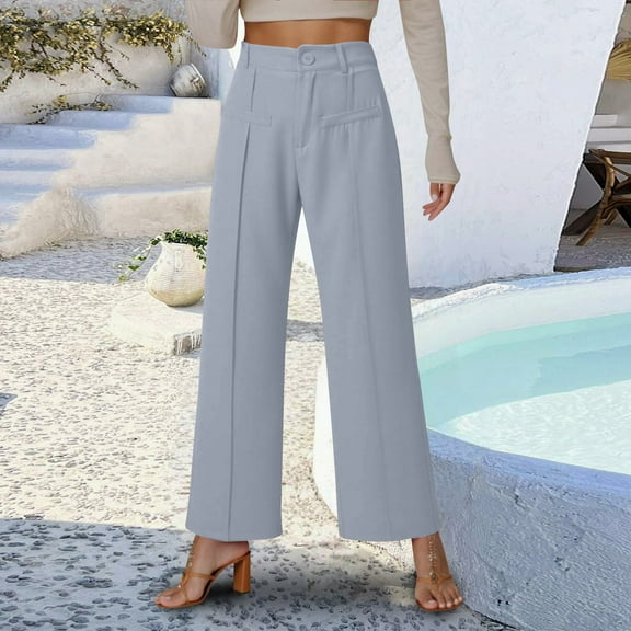 2025 Women's Wide Leg Work Pants High Waist Business Casual Slacks Trousers Women Casual Pants with Pockets Womens Fitted Pants for Work Ladies Athletic Pants Leopard Pants Women's Pants Casual