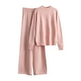 thumbnail image 1 of 2025 Womens 2 Piece Outfits Fall Winter Sweater Sets Knit Fashion Print Crop Tops High Waisted Pants Lounge Set, 1 of 8