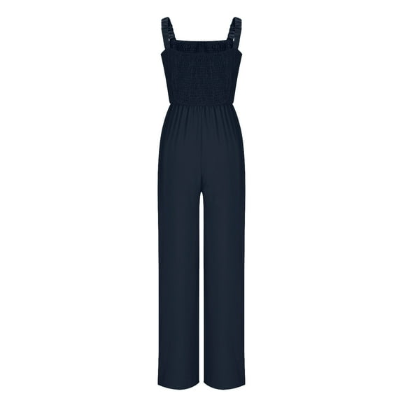 2025 Womens Casual Loose Overalls Jumpsuits One Piece Sleeveless Wide Leg Long Pant Rompers With Pockets