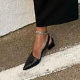 thumbnail image 1 of 2026 Womens Clothing under $5 asdoklhq Women's Sandals Shoes,Women's Sandals On,Women's Retro Elegant Patent Leather Mid Heel Chunky Heel Strap Sandals, 1 of 4