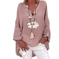 thumbnail image 1 of asdoklhq Womens Plus Size Tops Clearance,Plus Size Women Casual Long Sleeve Floral Print Loose V-neck Shirt Blouse Top, 1 of 3