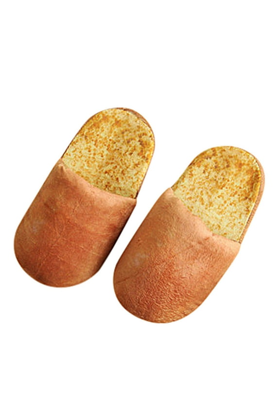 2026 Womens Clothing under $5 asdoklhq Womens Slippers Adult Autumn Winter Warm Home Shoes Simulation Bread Memory Foam Sole Slippers Brown M