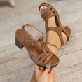 thumbnail image 1 of 2025 Womens Sandals Beach, Xunlbb Women's Fashion Casual Spring And Summer New Hollow Buckle Fish Mouth Thick Heel Sandals(Brown,Size:43), 1 of 9