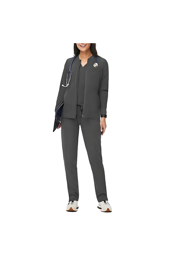 2025 Womens Scrub Sets Medical Uniform Cool Stretch V-Neck Top And Cargo Pant Jogger Casual Unisex Workwear Suit Set Gray S